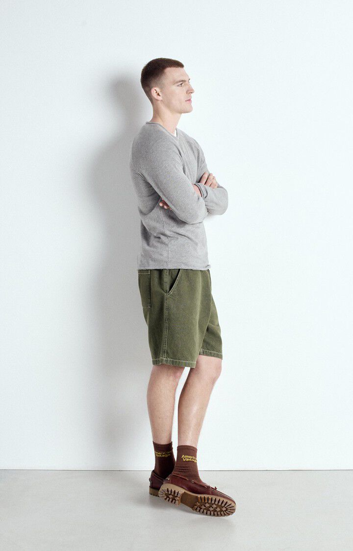 American Vintage T-shirt Homme Sonoma - GRIS CHINE 80 Manches Longues Gris - E25