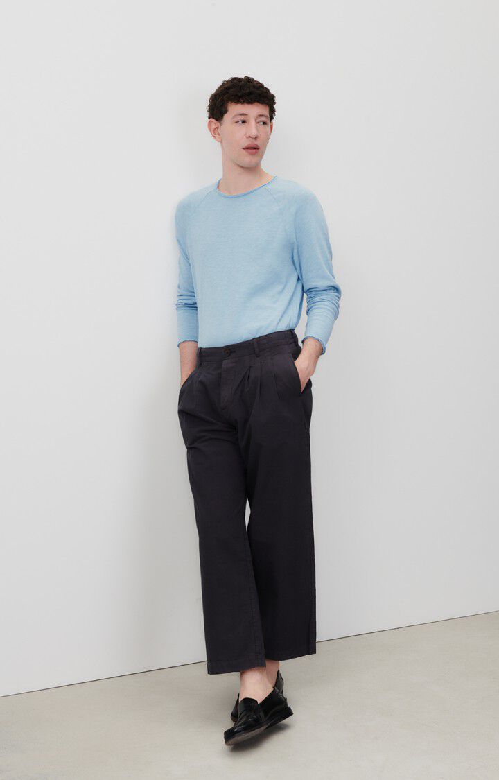 American Vintage T-shirt Homme Sonoma - LAGON VINTAGE 80 Manches Longues Bleu - E24