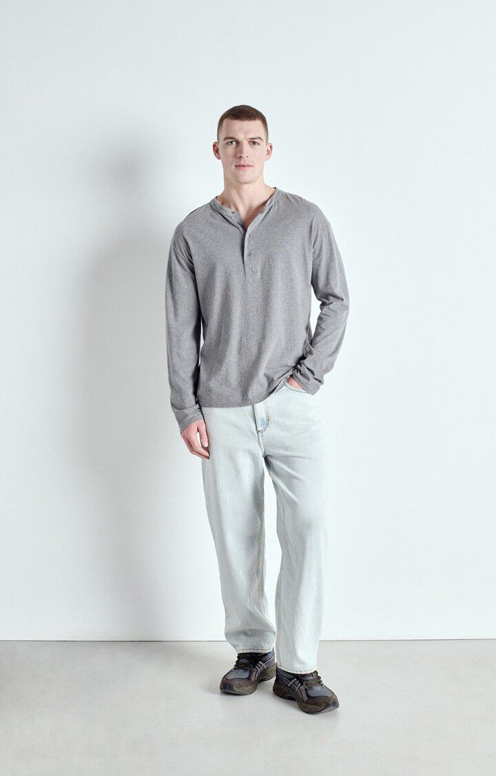 American Vintage T-shirt Homme Vupaville - GRIS CHINE 62 Manches Longues Gris - E25