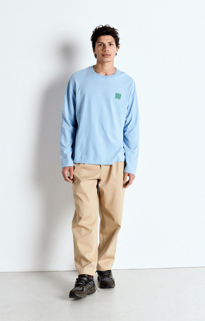 American Vintage T-shirt Homme Ykobow - ATMOSPHERE 60 Manches Longues Bleu - E25