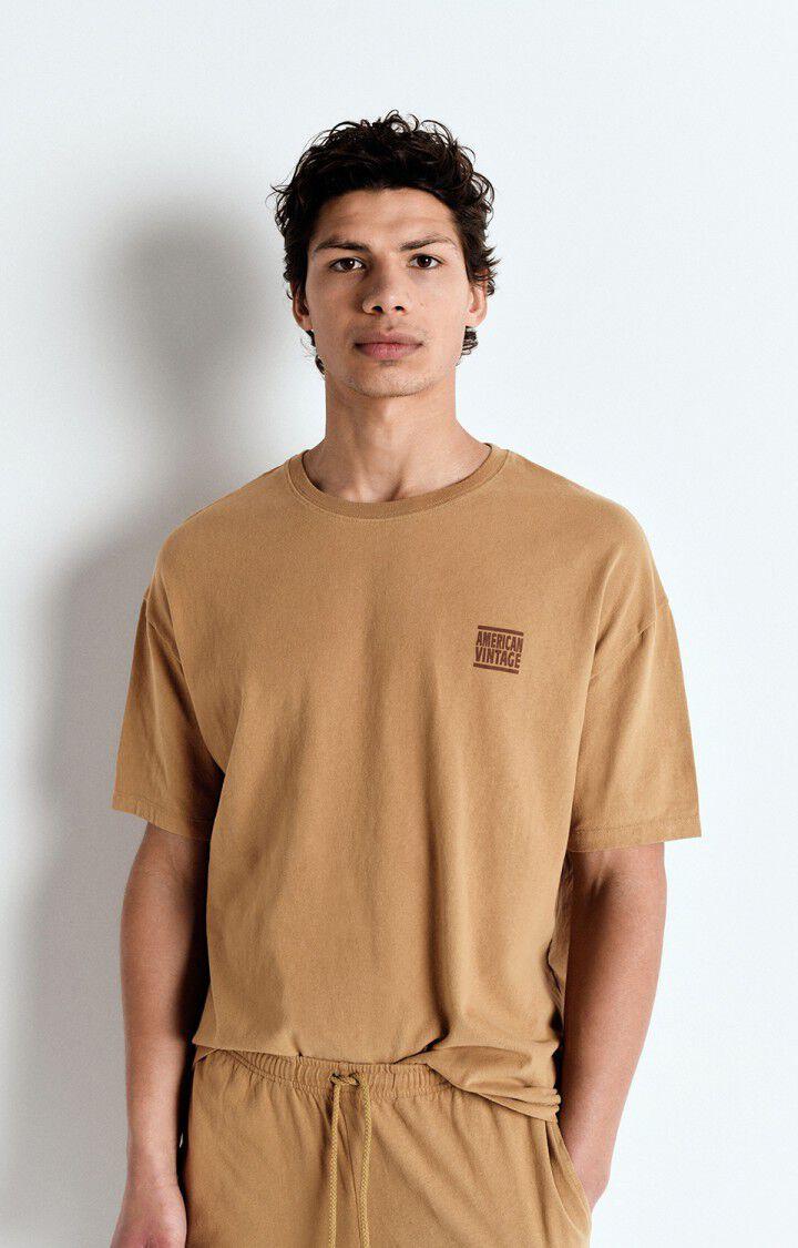 american vintage T-shirt homme Ykobow - CAMEL 21 Manches courtes Marron - E25