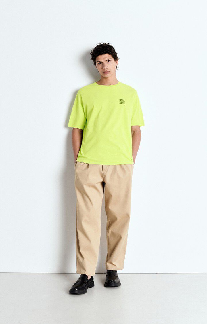 American Vintage T-shirt Homme Ykobow - CITRON FLUO 21 Manches Courtes Jaune - E25