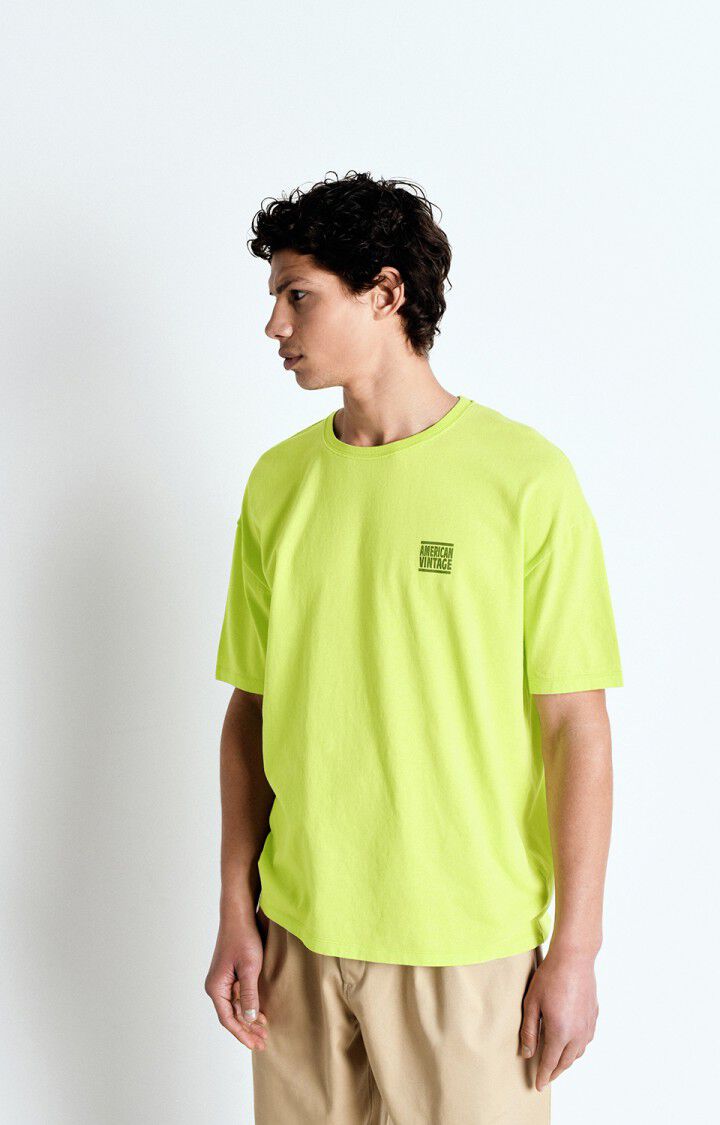 american vintage T-shirt homme Ykobow - CITRON FLUO 21 Manches courtes Jaune - E25