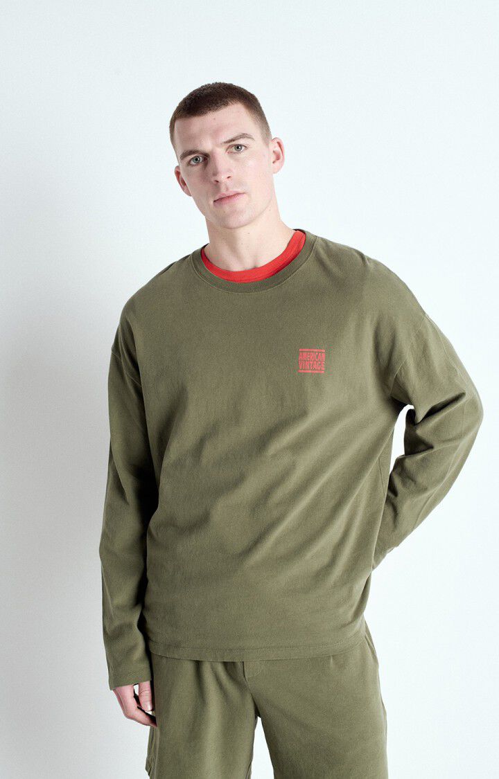 american vintage T-shirt homme Ykobow - KAKI 60 Manches longues Vert - E25