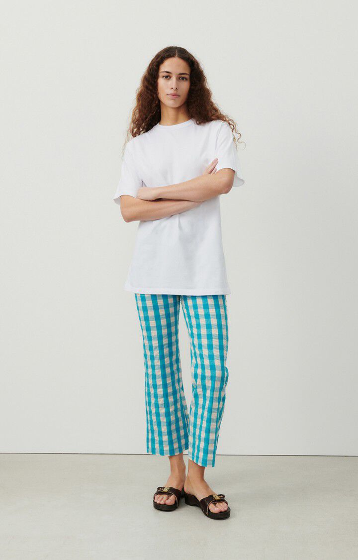 American Vintage T-shirt Mixte Fizvalley "Bonjour Barcelona" - BLANC 22 Manches Courtes Blanc - E25