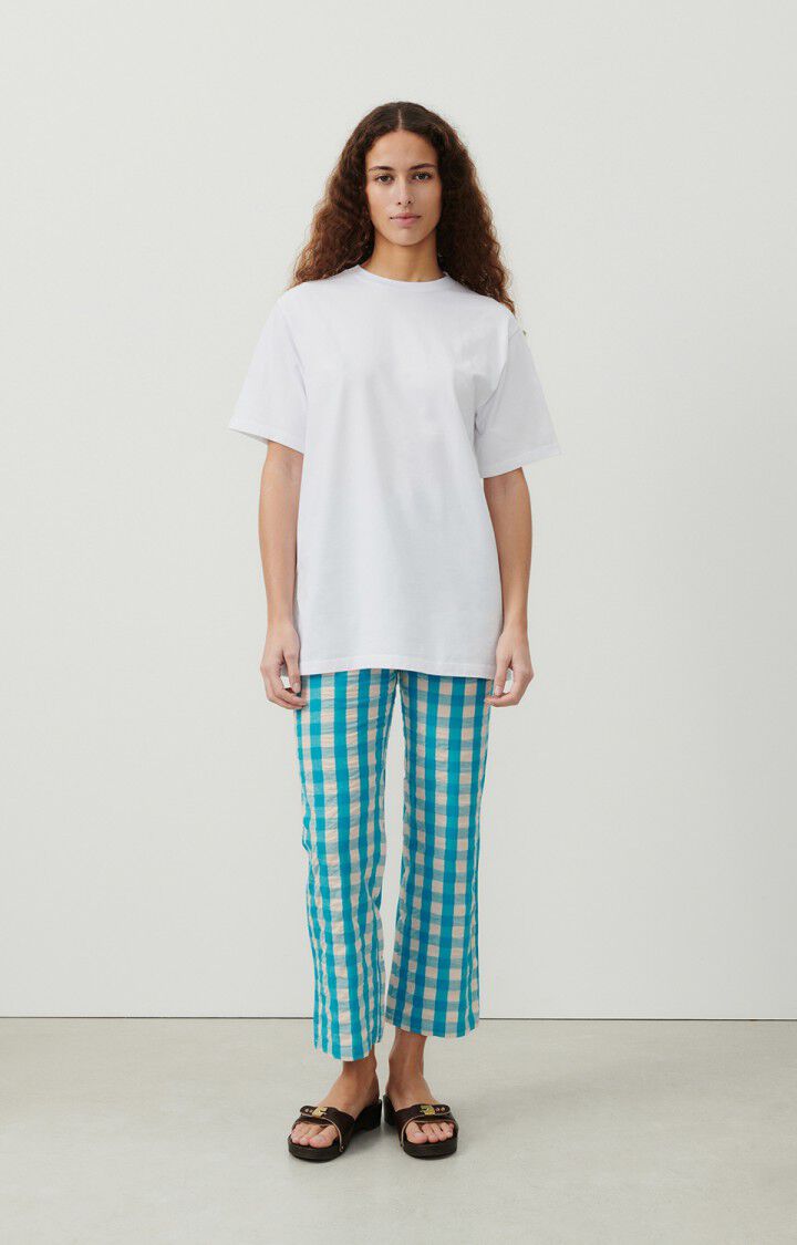 american vintage T-shirt mixte Fizvalley "Bonjour Barcelona" - BLANC 22 Manches courtes Blanc - E25