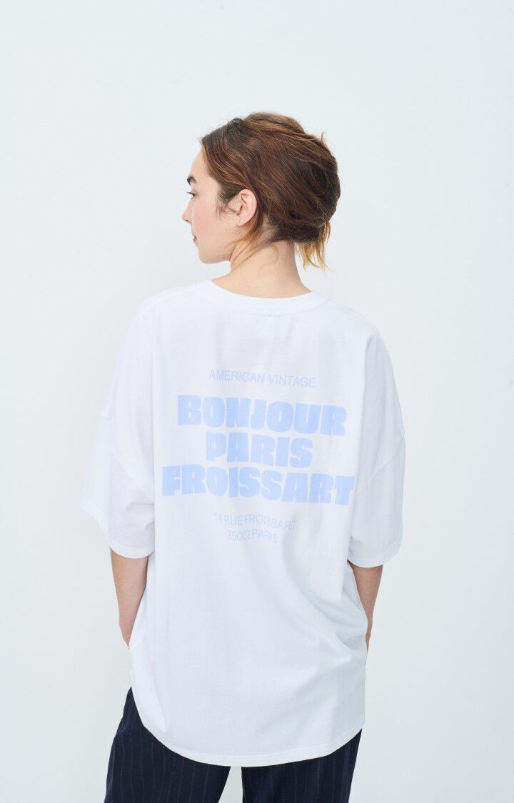 American Vintage T-shirt Mixte Fizvalley "Bonjour Paris Froissart" - BLANC Manches Courtes Blanc - E25