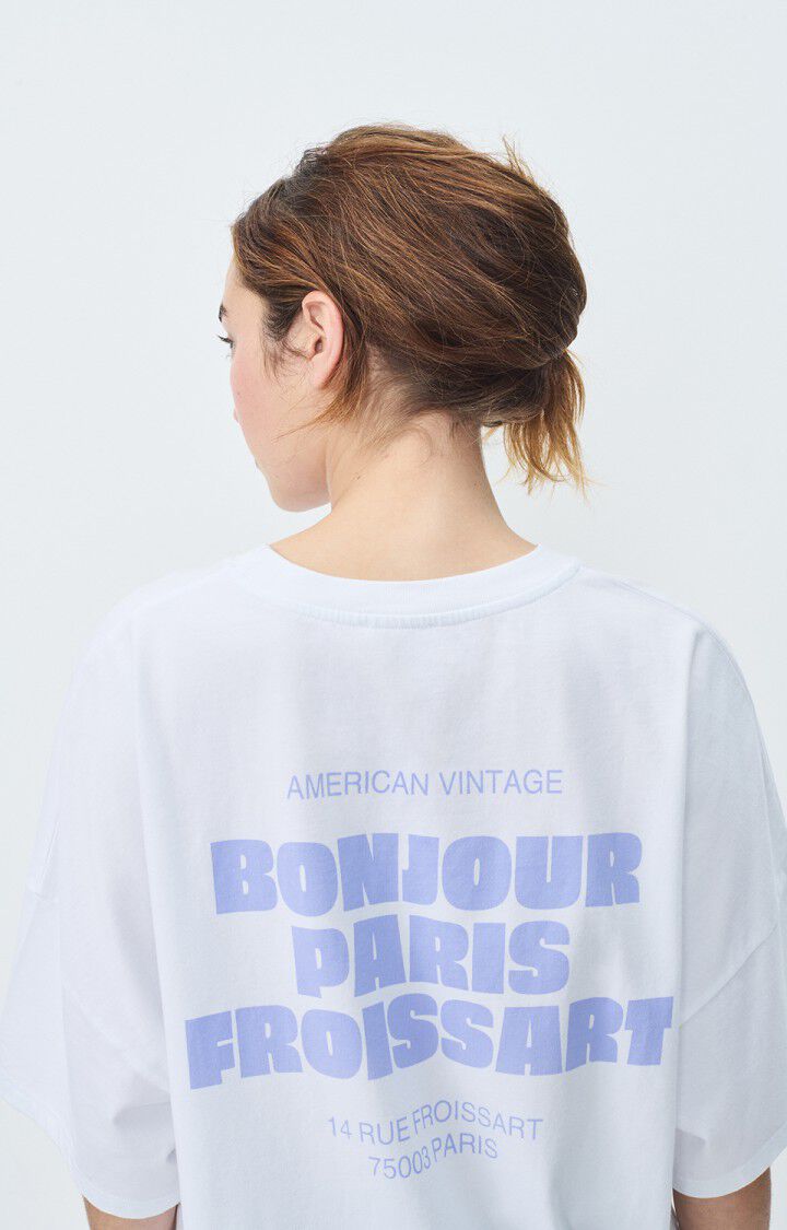 American Vintage T-shirt Mixte Fizvalley "Bonjour Paris Froissart" - BLANC Manches Courtes Blanc - E25