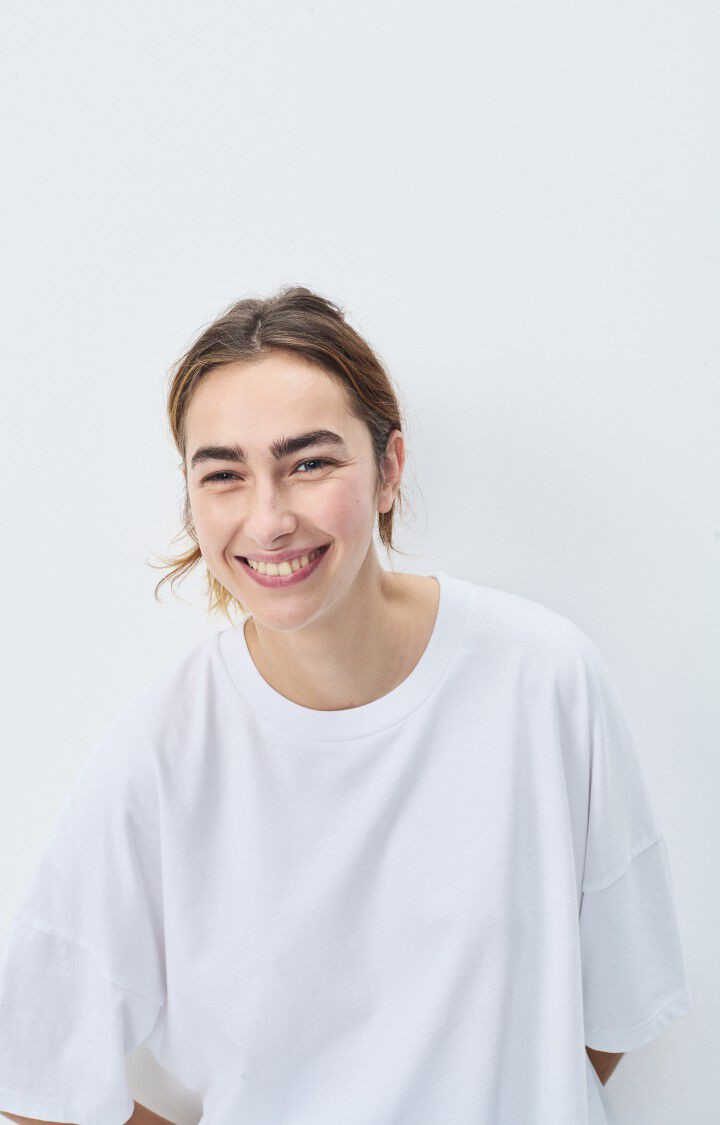 American Vintage T-shirt Mixte Fizvalley "Bonjour Paris Froissart" - BLANC Manches Courtes Blanc - E25