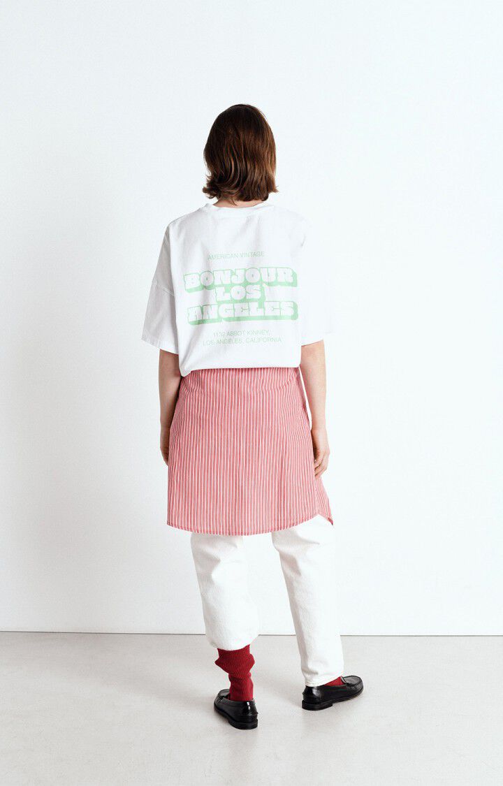 American Vintage T-shirt Mixte Fizvalley "Los Angeles" - BLANC Blanc - E25