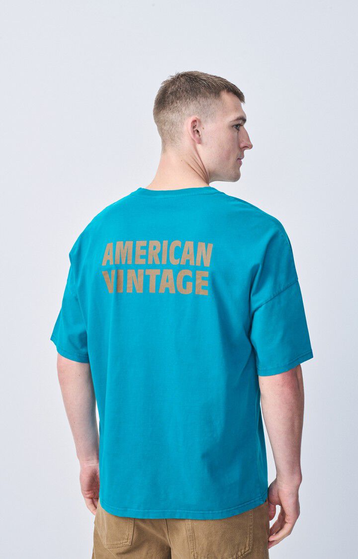 American Vintage T-shirt Mixte Fizvalley - PAON VINTAGE 16 Manches Courtes Bleu - H23