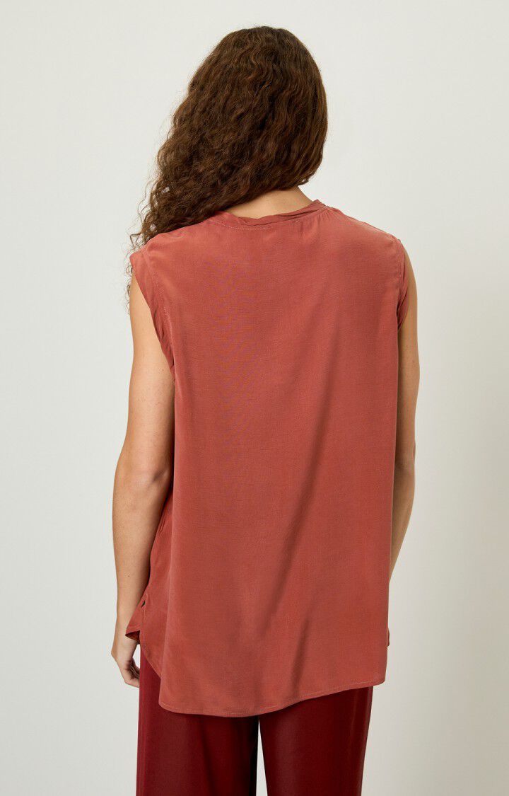 American Vintage Top Femme Azawood - BUCHETTE Sans Manches Rouge - H17