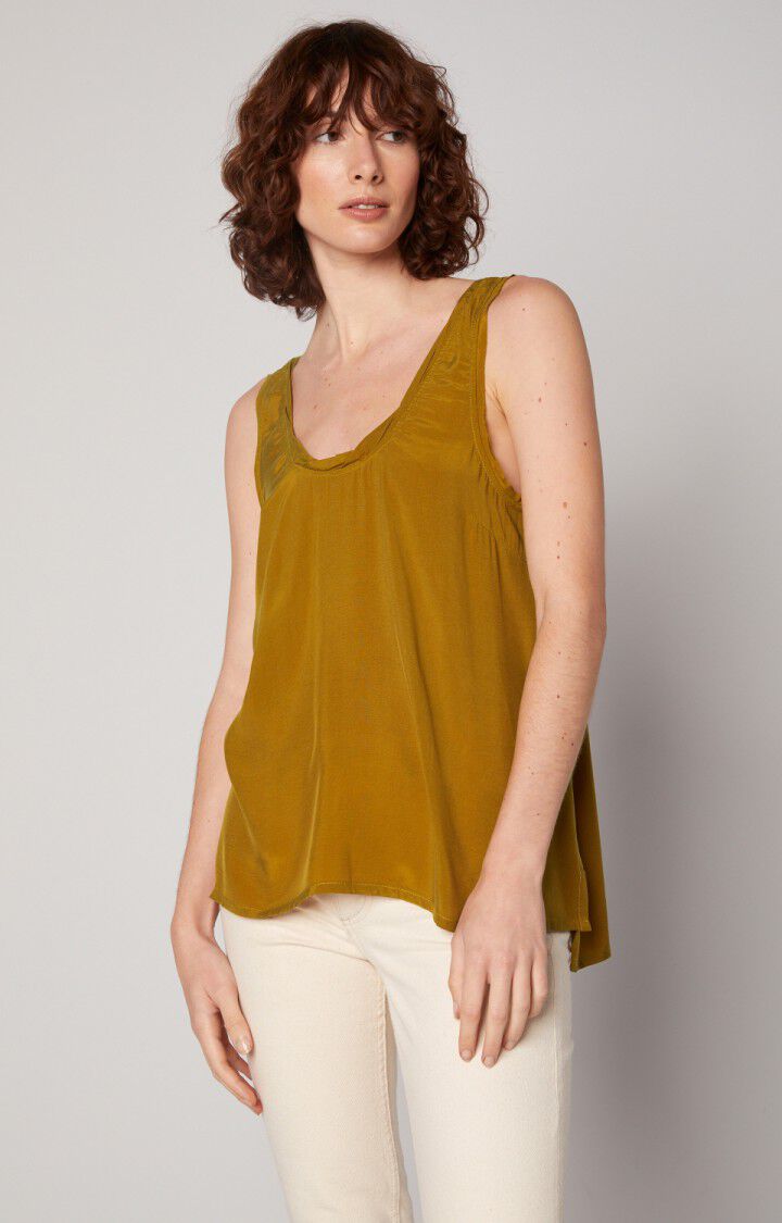 american vintage Top femme Azawood - CHAUDRON Sans manches Marron - H17