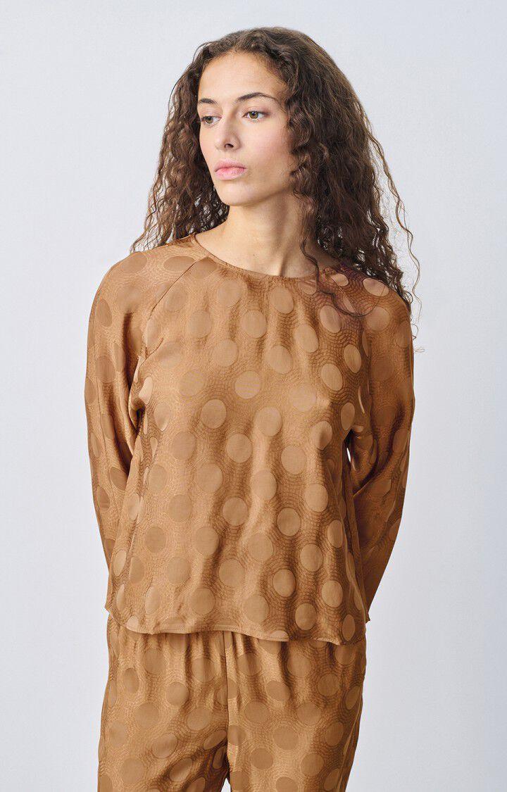 american vintage Top femme Bukbay - BELETTE 66 Manches raglan Marron - H22