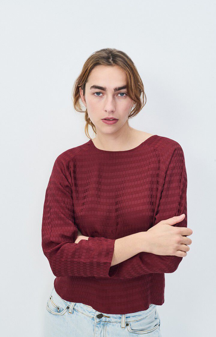 american vintage Top femme Bukbay - CARDINAL 66 Manches raglan Rouge - H22