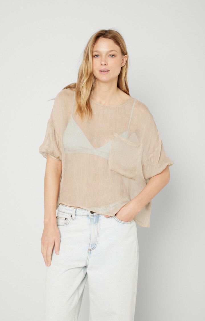 american vintage Top femme cosawood - HENRI Manches raglan Beige - E20