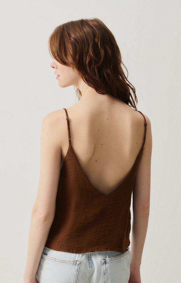 American Vintage Top Femme Detown - BROWNIE 0 Fines Bretelles Marron - H24