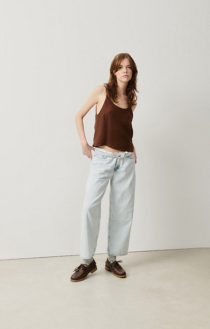 American Vintage Top Femme Detown - BROWNIE 0 Fines Bretelles Marron - H24