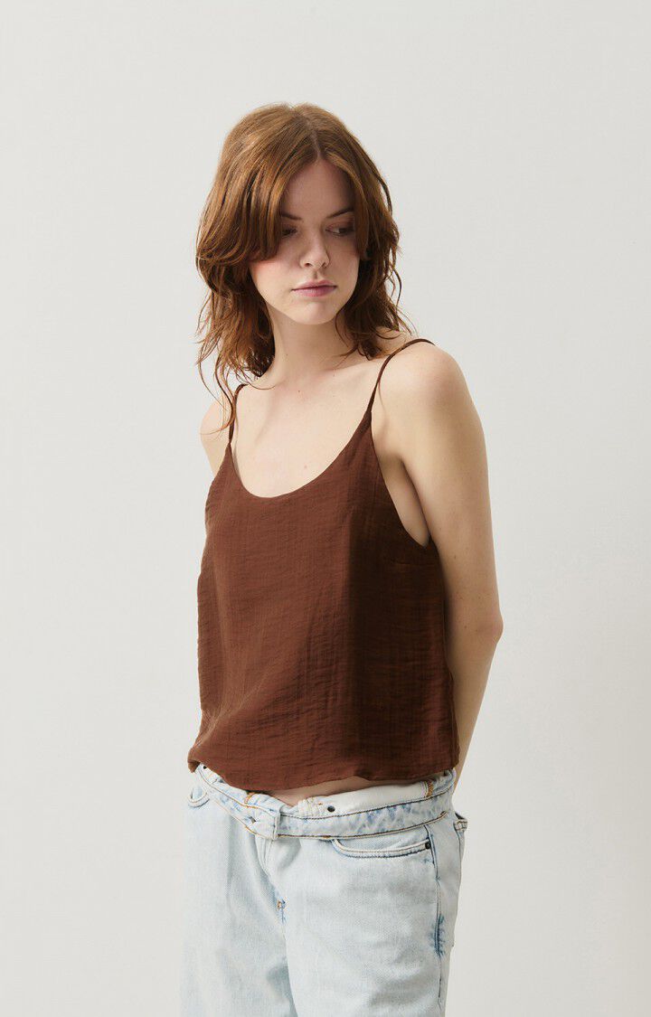 american vintage Top femme Detown - BROWNIE 0 Fines bretelles Marron - H24