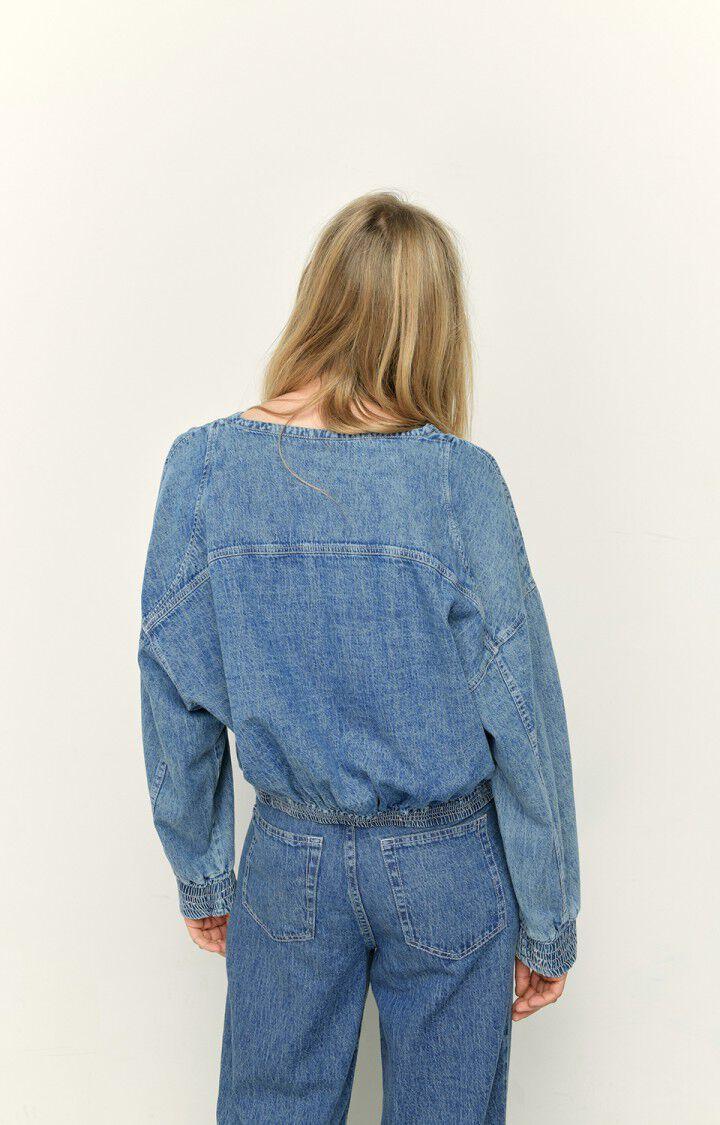 American Vintage Top Femme Fybee - BLEU STONE Manches Longues Bleu - E22