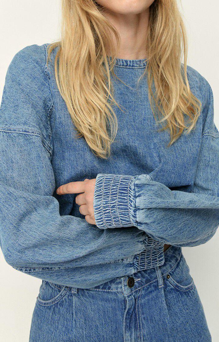 American Vintage Top Femme Fybee - BLEU STONE Manches Longues Bleu - E22