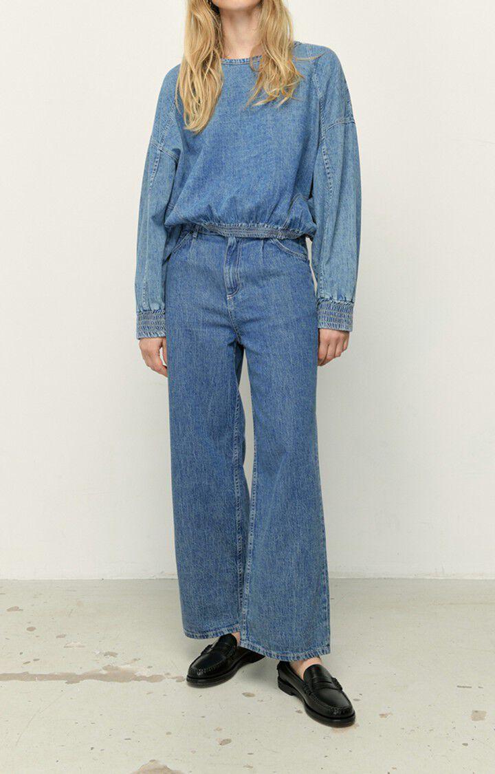 american vintage Top femme Fybee - BLEU STONE Manches longues Bleu - E22