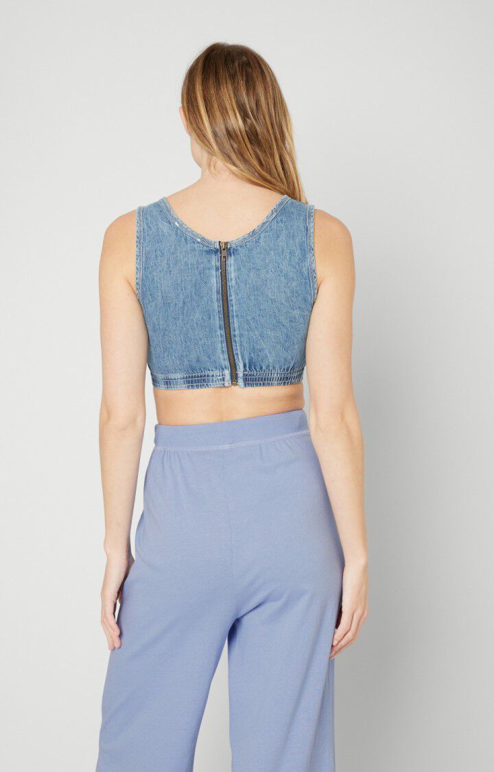 American Vintage Top Femme Fybee - BLEU STONE Sans Manches Bleu - E22