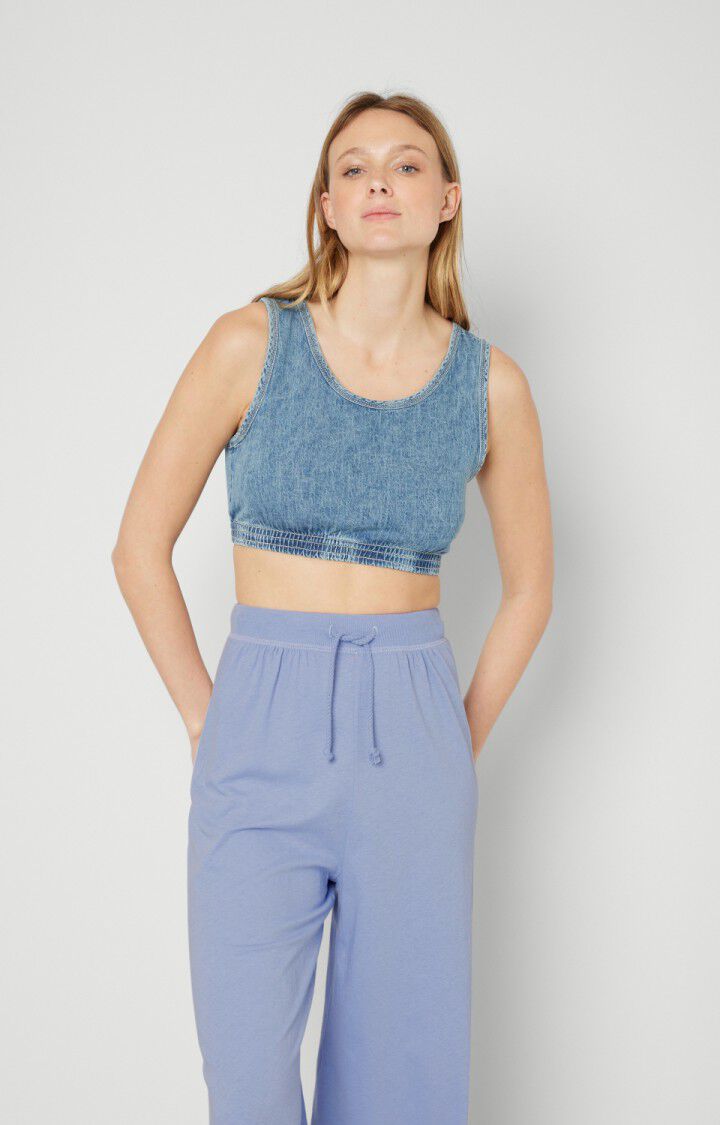 american vintage Top femme Fybee - BLEU STONE Sans manches Bleu - E22