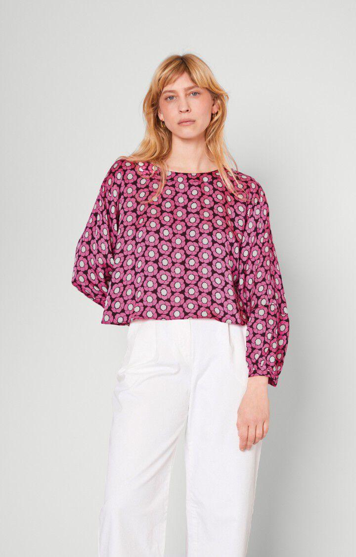 american vintage Top femme Gintown - SYLVIE Manches longues Rose - H21