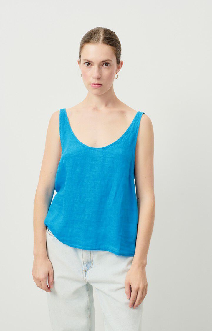american vintage Top femme Ivybo - TROPICO 0 Fines bretelles Bleu - E23