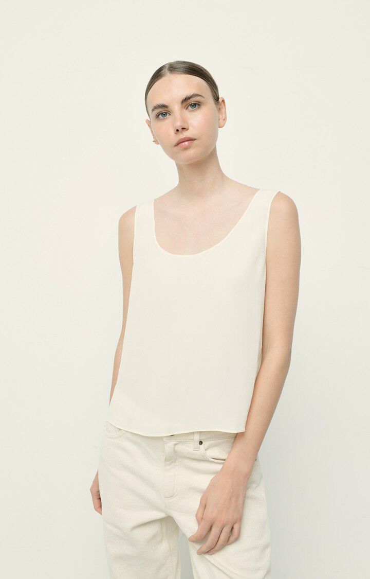 american vintage Top femme Likoom - NACRE Sans manches Beige - H19