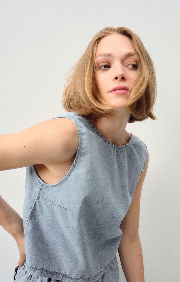 American Vintage Top Femme Paybou - BLUE SNOW 0 Sans Manches Bleu - E24