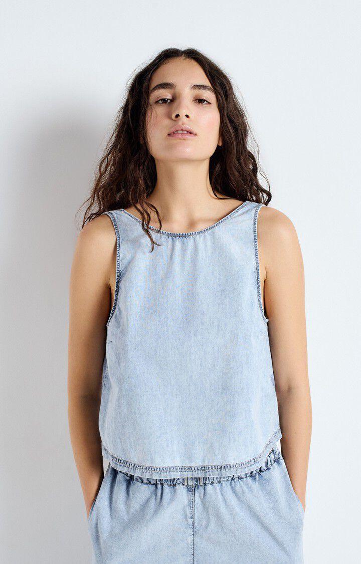 American Vintage Top Femme Paybou - BLUE SNOW Sans Manches Bleu - E25