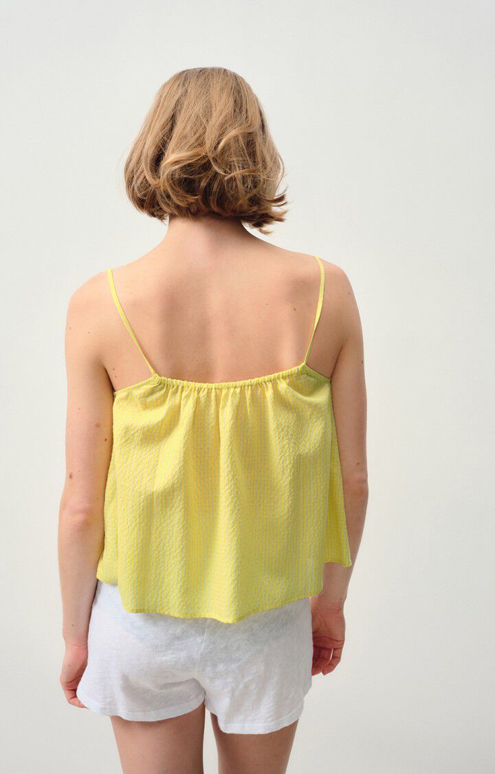 American Vintage Top Femme Pykoboo - VICHY JAUNE FLUO 0 Fines Bretelles Jaune - E24