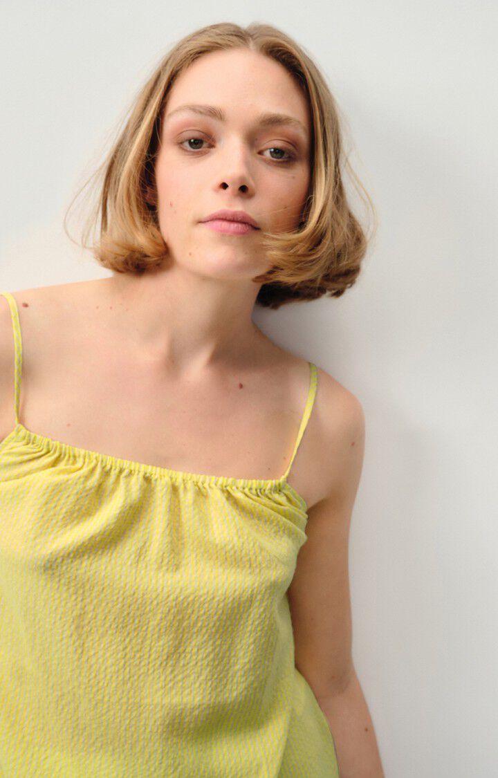 American Vintage Top Femme Pykoboo - VICHY JAUNE FLUO 0 Fines Bretelles Jaune - E24