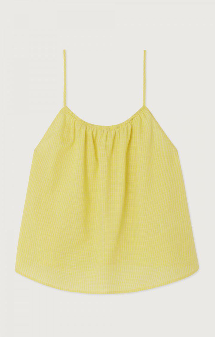 American Vintage Top Femme Pykoboo - VICHY JAUNE FLUO 0 Fines Bretelles Jaune - E24