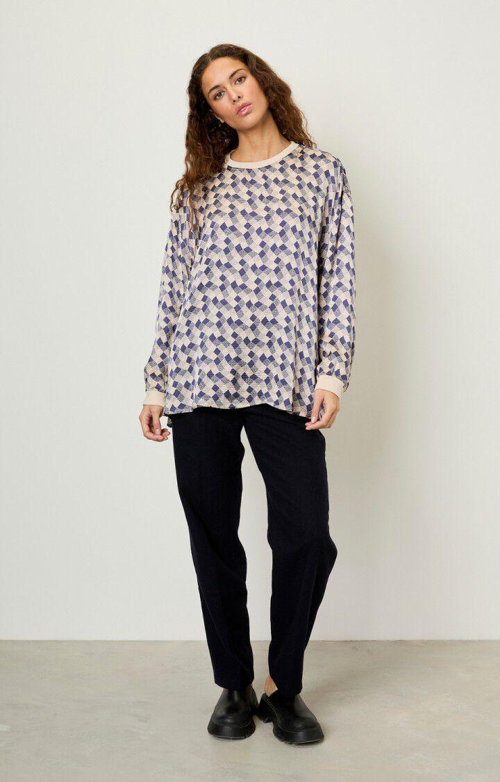 American Vintage Top Femme Shaning - ALBA Manches Longues Bleu - H22