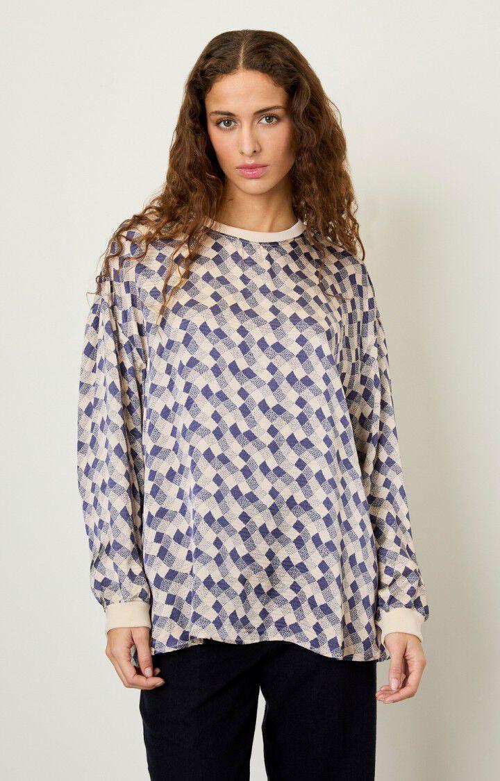 american vintage Top femme Shaning - ALBA Manches longues Bleu - H22