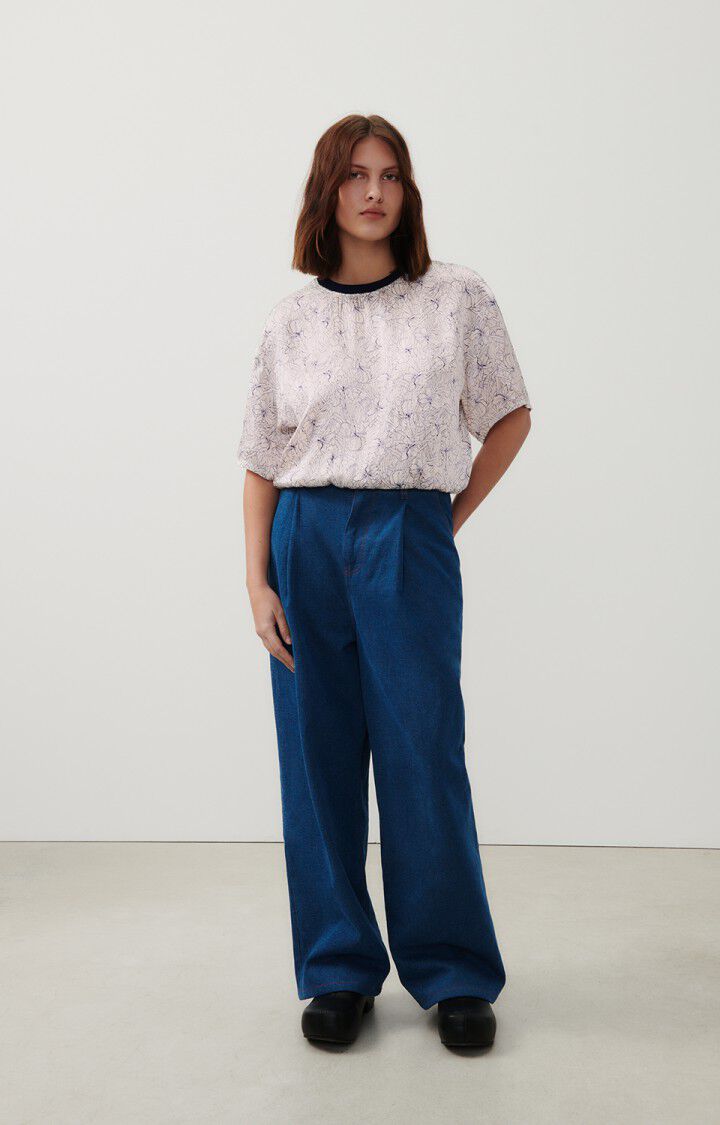 American Vintage Top Femme Shaning - NINA 22 Manches Courtes Blanc - H23