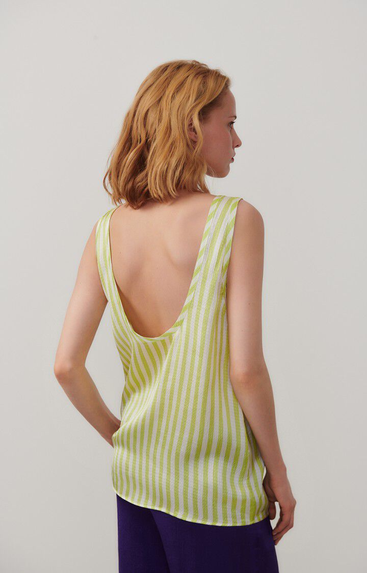 American Vintage Top Femme Shaning - RAYURES JAUNES FLUO 0 Fines Bretelles Jaune - E24