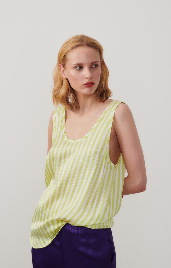 american vintage Top femme Shaning - RAYURES JAUNES FLUO 0 Fines bretelles Jaune - E24