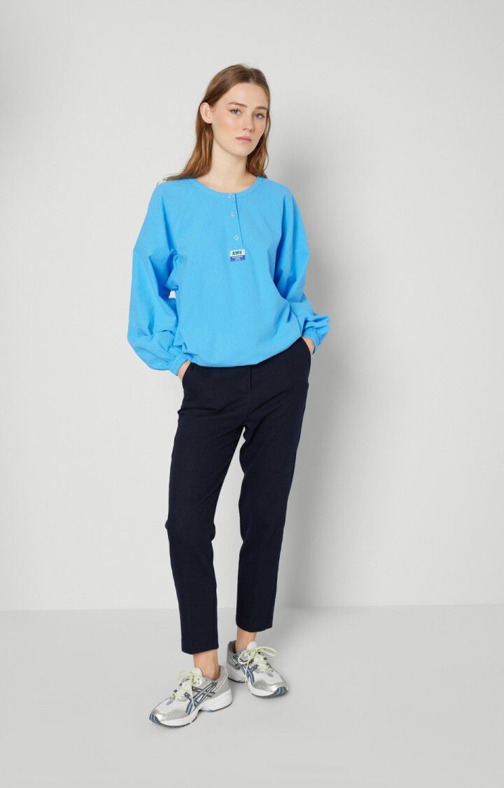 American Vintage Top Femme Taraw - ACQUA Manches Longues Bleu - E22