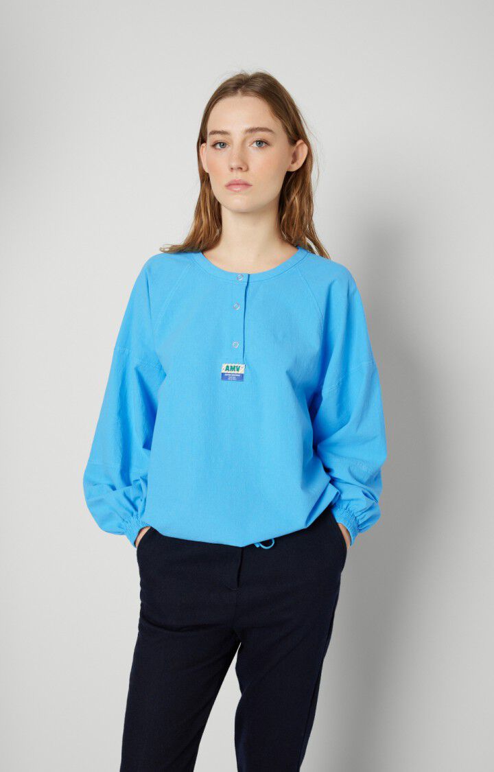 american vintage Top femme Taraw - ACQUA Manches longues Bleu - E22