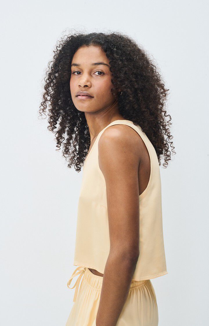 American Vintage Top Femme Unyl - BEURRE Sans Manches Jaune - E25
