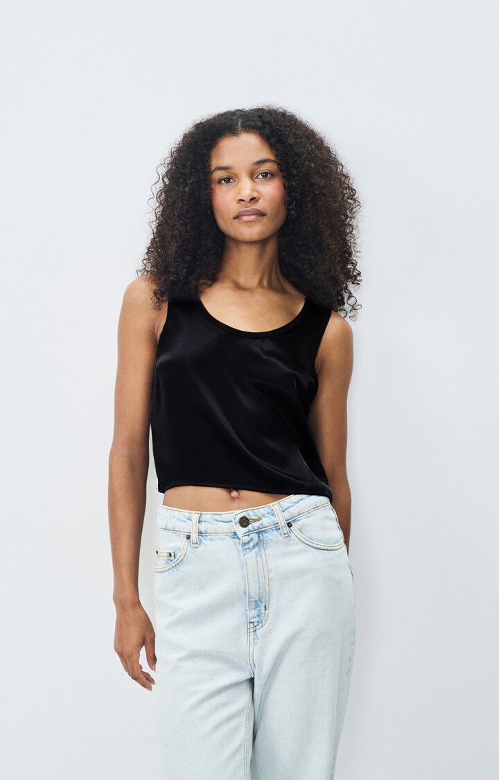 American Vintage Top Femme Unyl - CARBONE Sans Manches Noir - E25