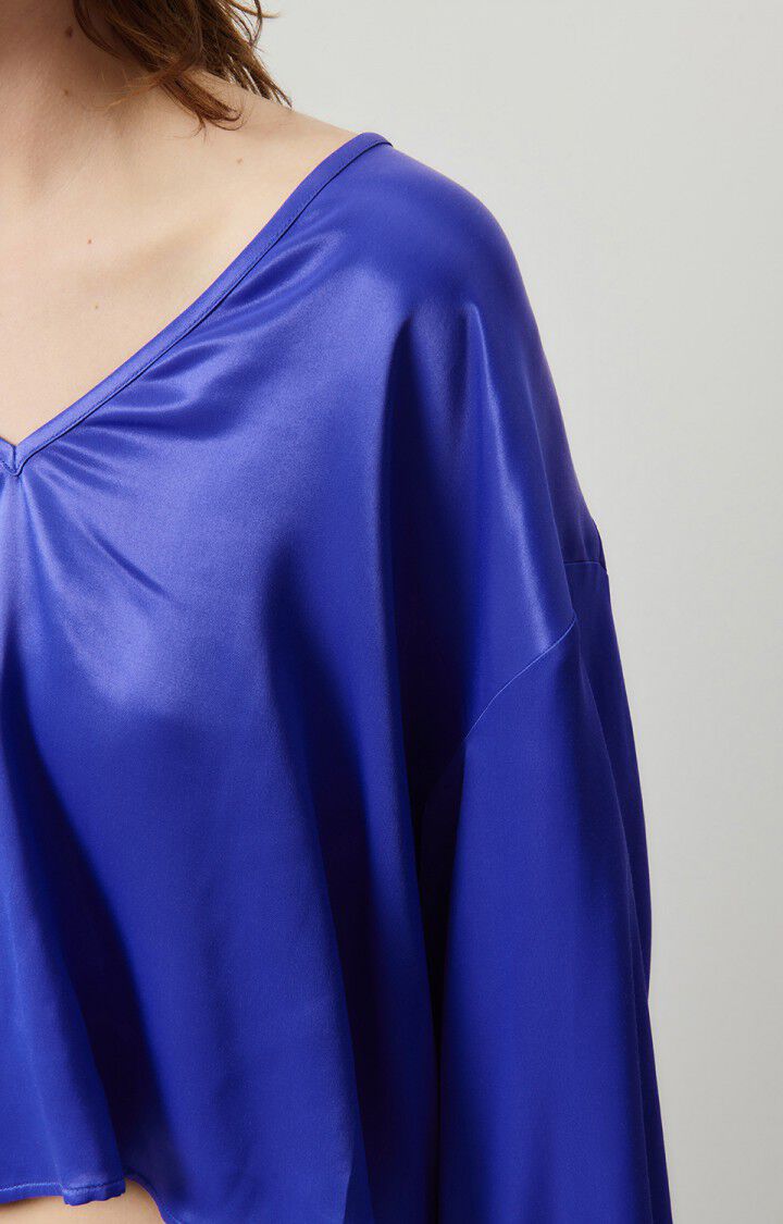 American Vintage Top Femme Unyl - IRIS 55 Manches Longues Bleu - H24