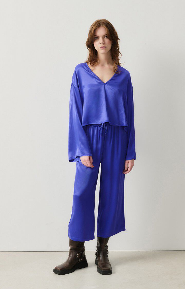 American Vintage Top Femme Unyl - IRIS 55 Manches Longues Bleu - H24