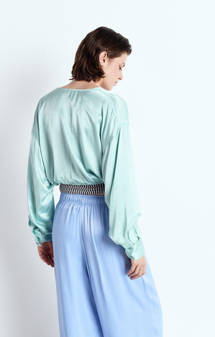 American Vintage Top Femme Voogy - ALASKA 52 Manches Longues Bleu - E25