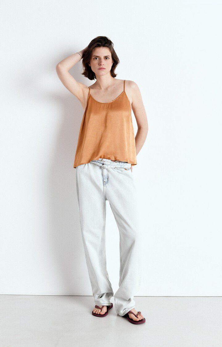 American Vintage Top Femme Voogy - CACAO Fines Bretelles Marron - E25