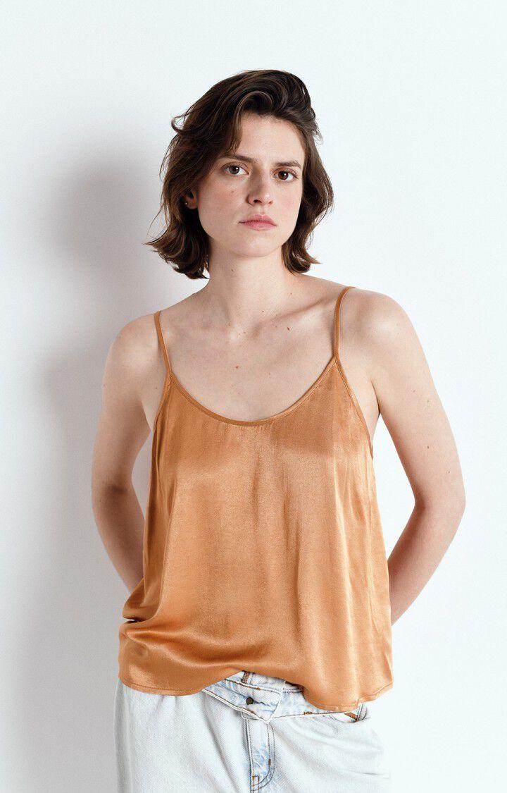 american vintage Top femme Voogy - CACAO Fines bretelles Marron - E25